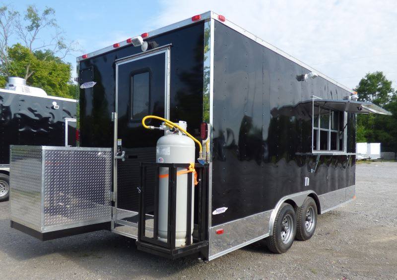 Concession Trailer Black 8.5'x18' Catering Event Food Appliances Restroom