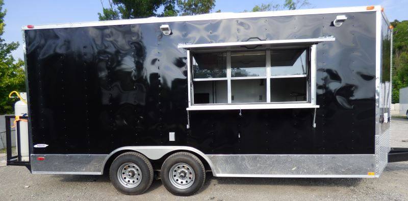 Concession Trailer Black 8.5'x18' Catering Event Food Appliances Restroom