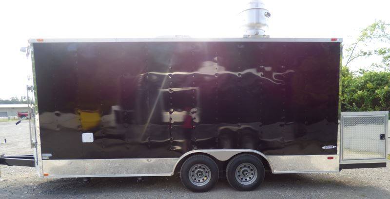 Concession Trailer Black 8.5'x18' Catering Event Food Appliances Restroom