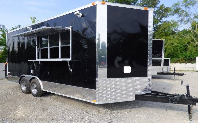 Concession Trailer Black 8.5'x18' Catering Event Food Appliances Restroom
