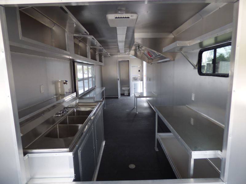 Concession Trailer Gooseneck Black 8.5' x 45' BBQ Smoker Event Catering Restroom