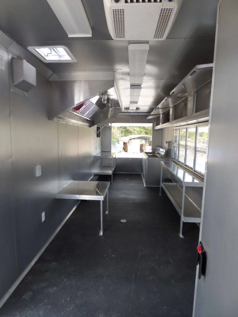 Concession Trailer Gooseneck Black 8.5' x 45' BBQ Smoker Event Catering Restroom