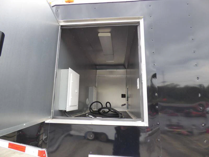 Concession Trailer Gooseneck Black 8.5' x 45' BBQ Smoker Event Catering Restroom
