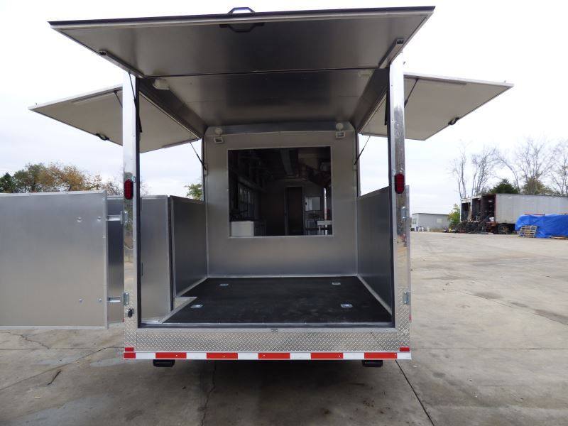 Concession Trailer Gooseneck Black 8.5' x 45' BBQ Smoker Event Catering Restroom