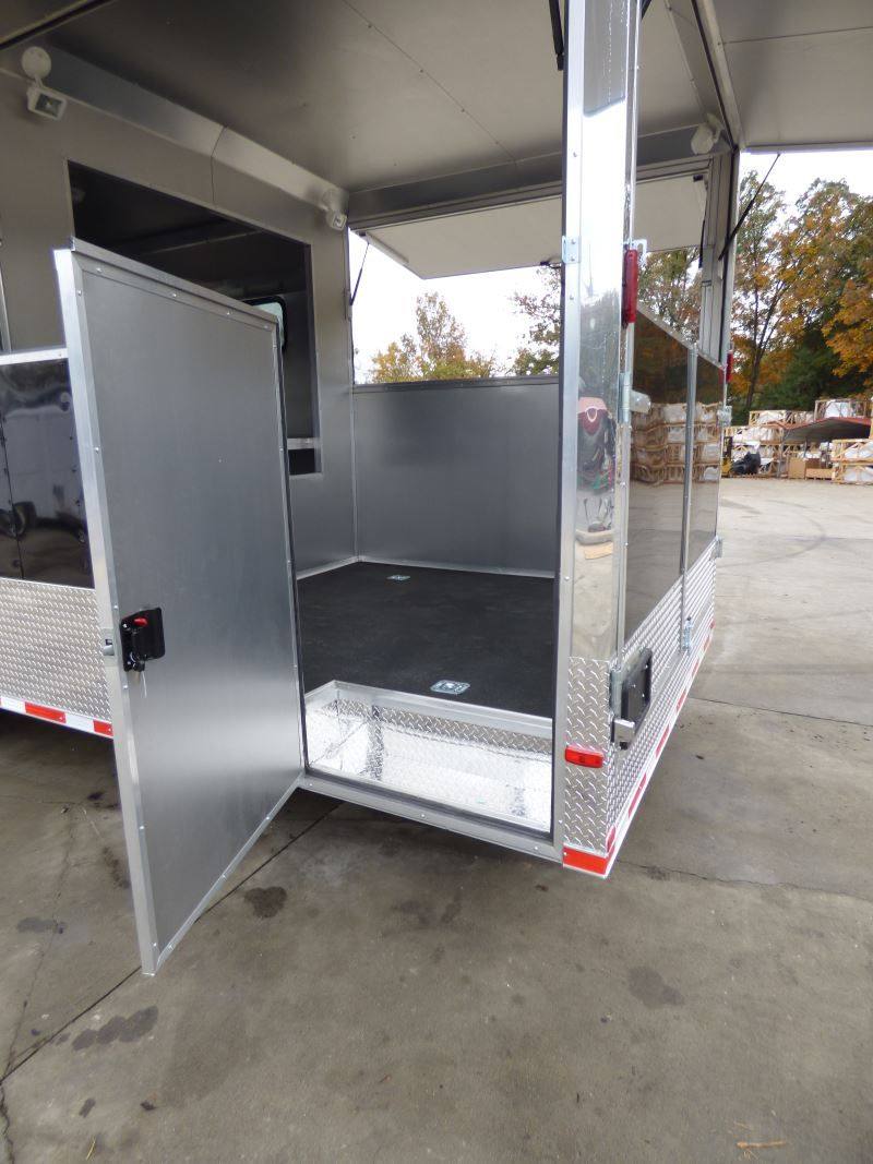 Concession Trailer Gooseneck Black 8.5' x 45' BBQ Smoker Event Catering Restroom