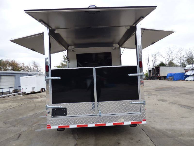 Concession Trailer Gooseneck Black 8.5' x 45' BBQ Smoker Event Catering Restroom