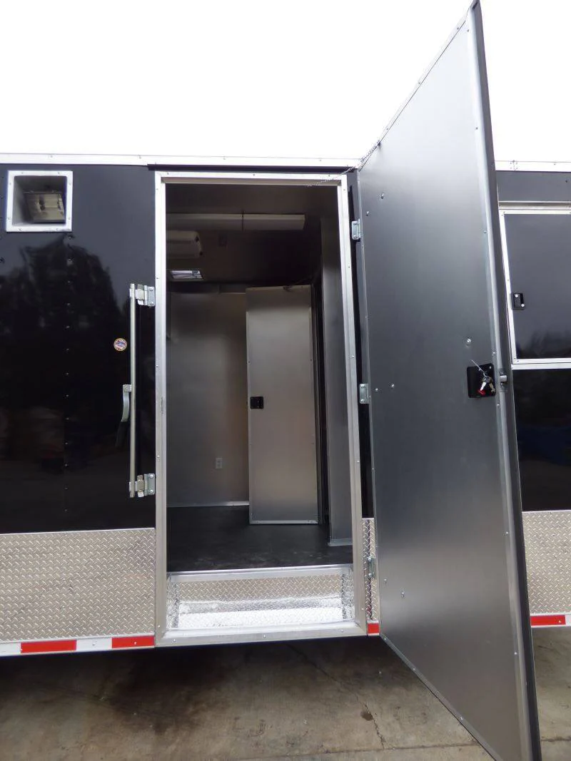 Concession Trailer Gooseneck Black 8.5' x 45' BBQ Smoker Event Catering Restroom