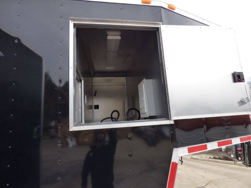 Concession Trailer Gooseneck Black 8.5' x 45' BBQ Smoker Event Catering Restroom