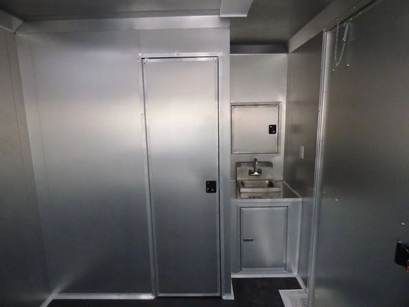 Concession Trailer Gooseneck Black 8.5' x 45' BBQ Smoker Event Catering Restroom