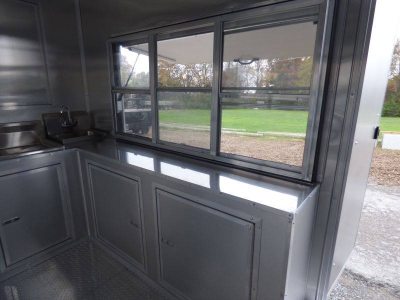 Concession Trailer Gooseneck Charcoal Gray 8.5' x 36' BBQ Smoker Event Catering