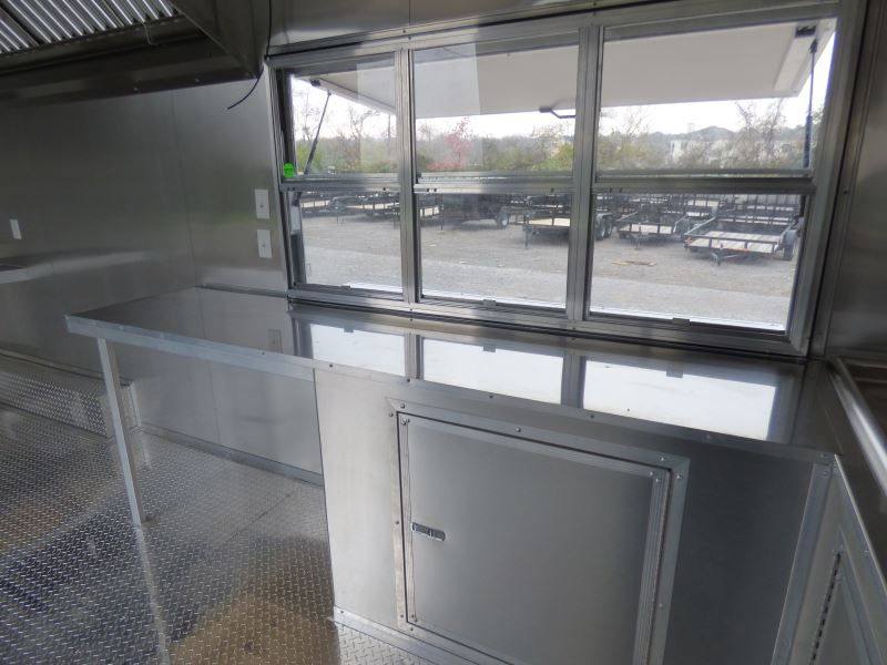 Concession Trailer Gooseneck Charcoal Gray 8.5' x 36' BBQ Smoker Event Catering