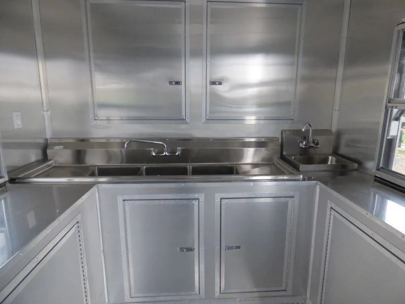 Concession Trailer Gooseneck Charcoal Gray 8.5' x 36' BBQ Smoker Event Catering