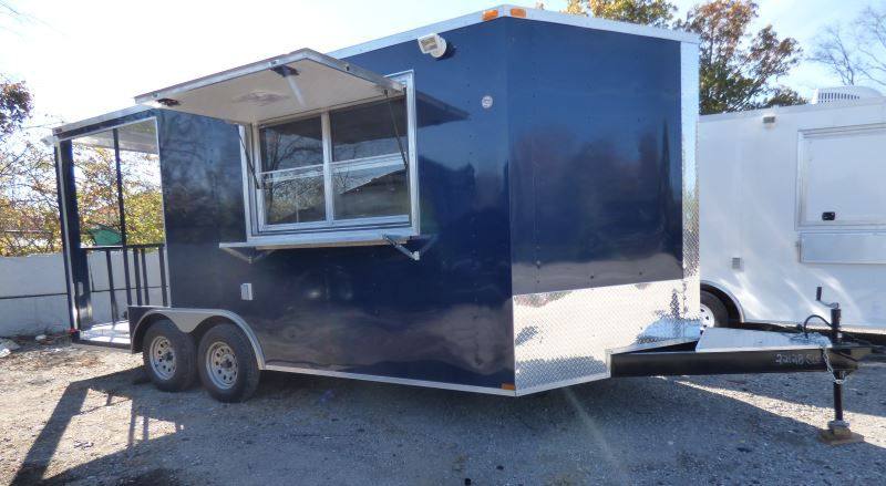 Concession Trailer Indigo Blue 8.5' x 17' BBQ Smoker Event Catering