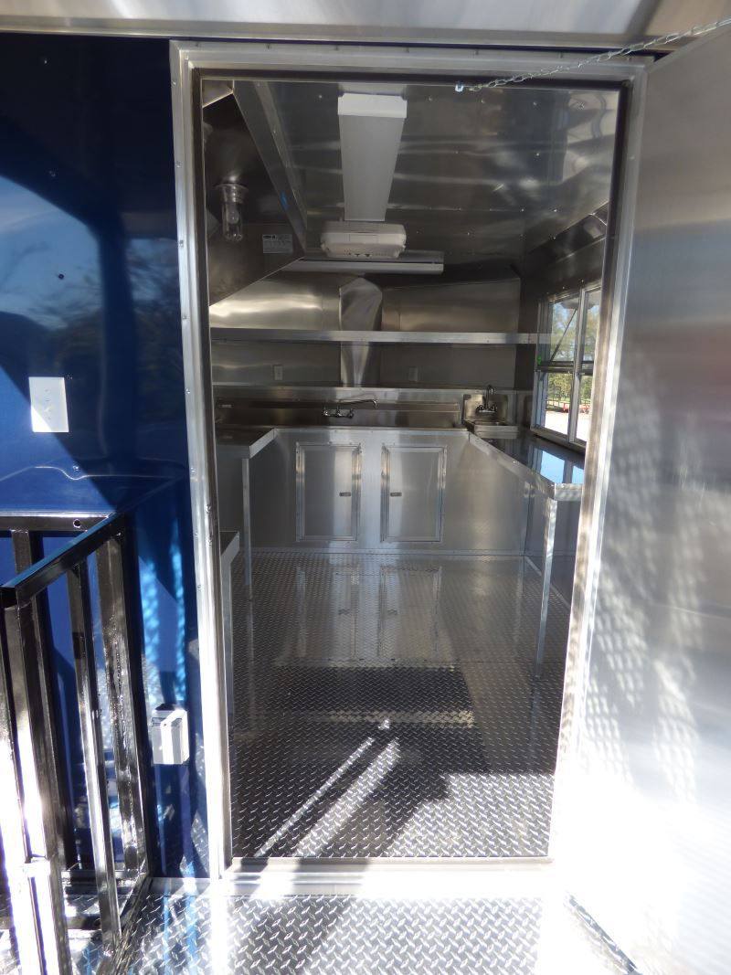 Concession Trailer Indigo Blue 8.5' x 17' BBQ Smoker Event Catering