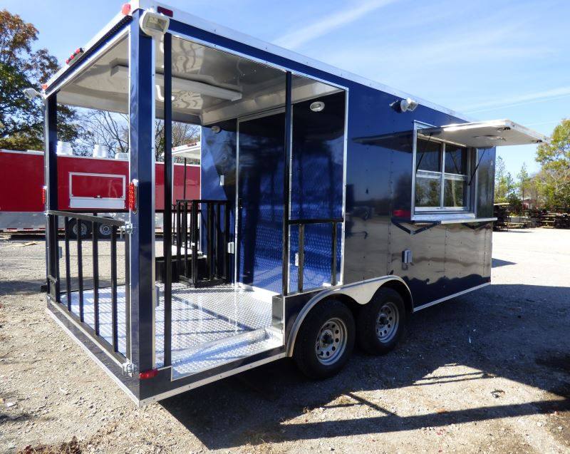 Concession Trailer Indigo Blue 8.5' x 17' BBQ Smoker Event Catering
