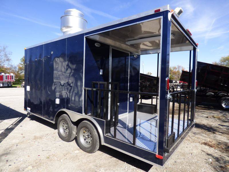 Concession Trailer Indigo Blue 8.5' x 17' BBQ Smoker Event Catering