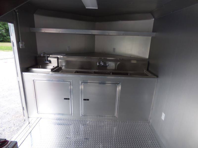 Concession Trailer Red 8.5' x 16' Catering Event Food Trailer & Appliances