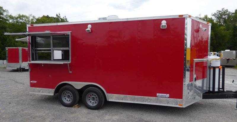 Concession Trailer Red 8.5' x 16' Catering Event Food Trailer & Appliances