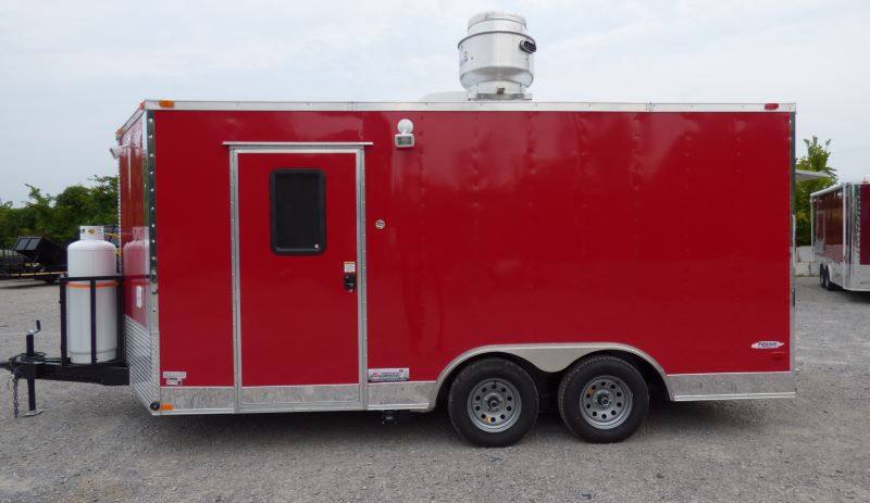 Concession Trailer Red 8.5' x 16' Catering Event Food Trailer & Appliances