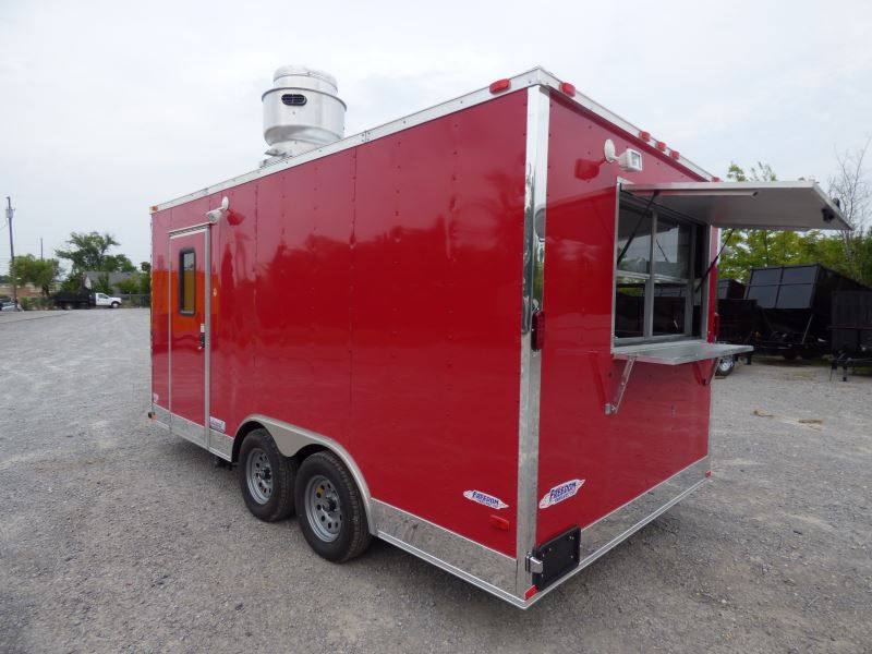 Concession Trailer Red 8.5' x 16' Catering Event Food Trailer & Appliances