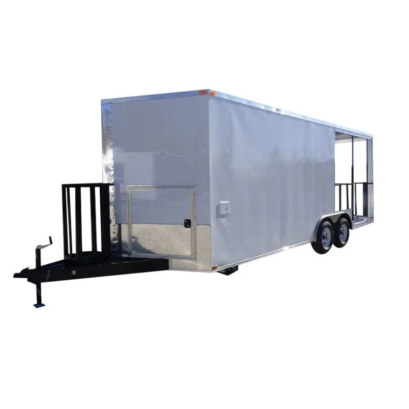 Concession Trailer White 8.5' x 20' BBQ Smoker Event Catering Trailer