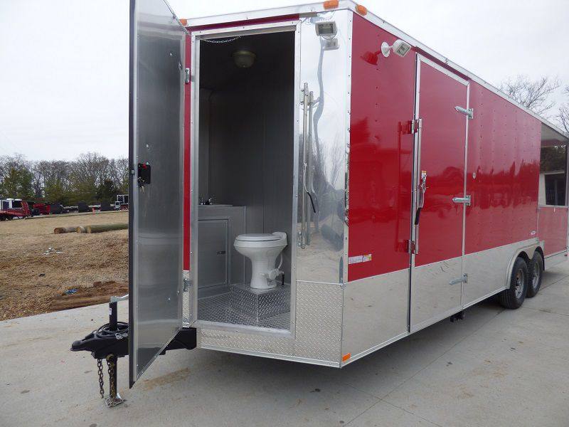 1463-concession-trailers-8.5-x24-red-bbq-food-catering-with-restroom-13.jpg Concession Trailers 8.5'x24' Red BBQ Food Catering With Restroom