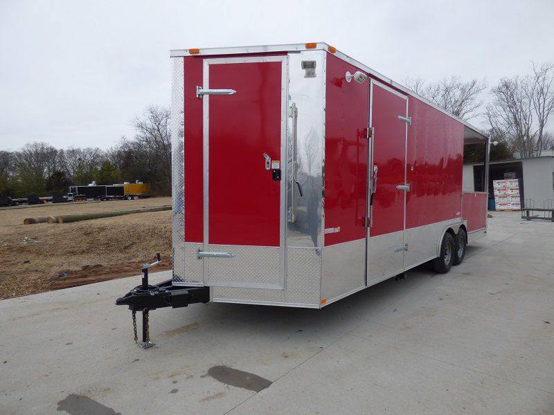 1463-concession-trailers-8.5-x24-red-bbq-food-catering-with-restroom-3.jpg Concession Trailers 8.5'x24' Red BBQ Food Catering With Restroom