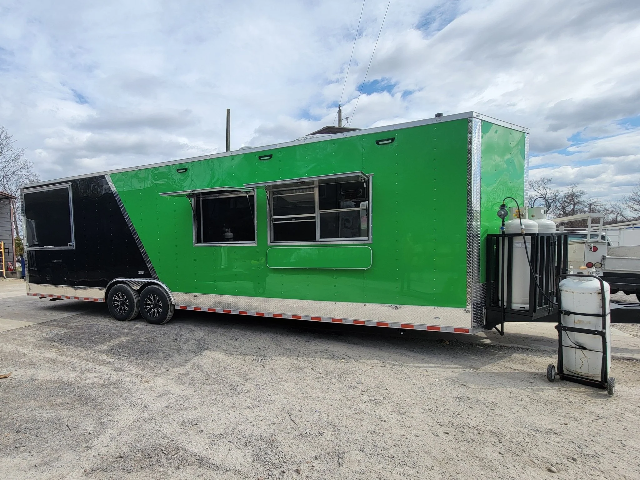Concessions Trailer 8.5' X 30' Black and Green Food Event Catering
