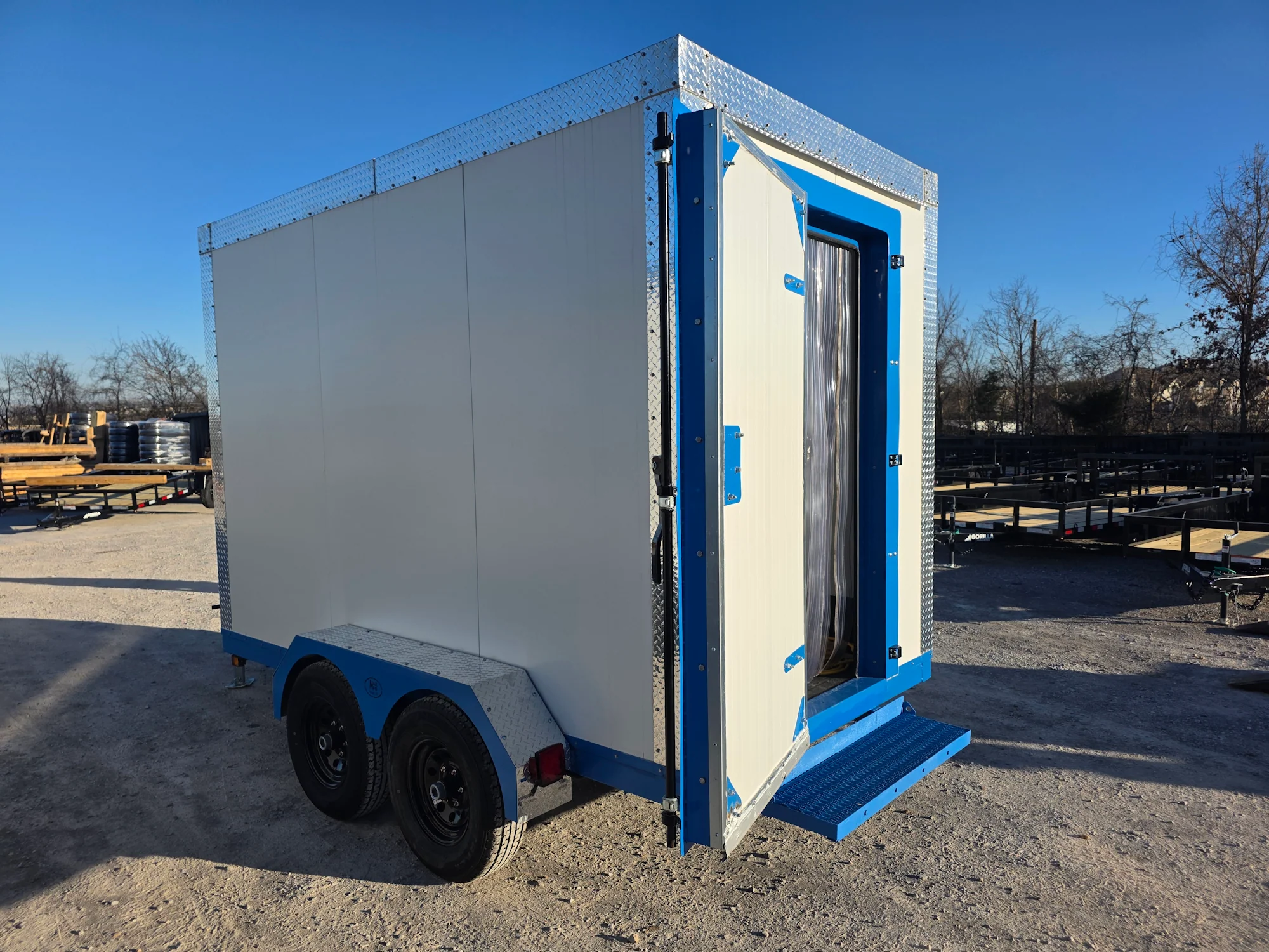 Custom 7' X 12' White Refrigerated Cooler and Freezer Trailer (Includes Generator)