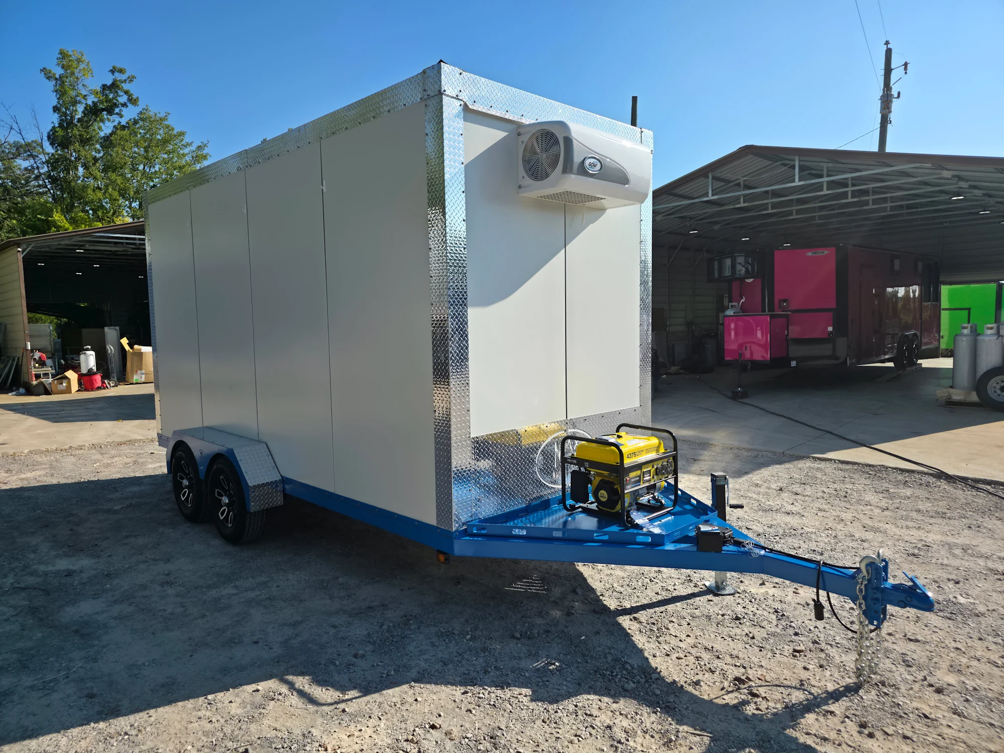 1468-custom-7-x-16-white-refrigerated-cooler-and-freezer-trailer-includes-generator-9.webp Custom 7' X 16' White Refrigerated Cooler and Freezer Trailer (Includes Generator)
