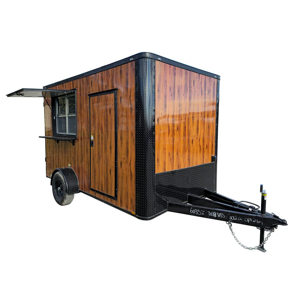 Food Trailer 7' X 12' Concession Event Catering Vending Wood Grain Look