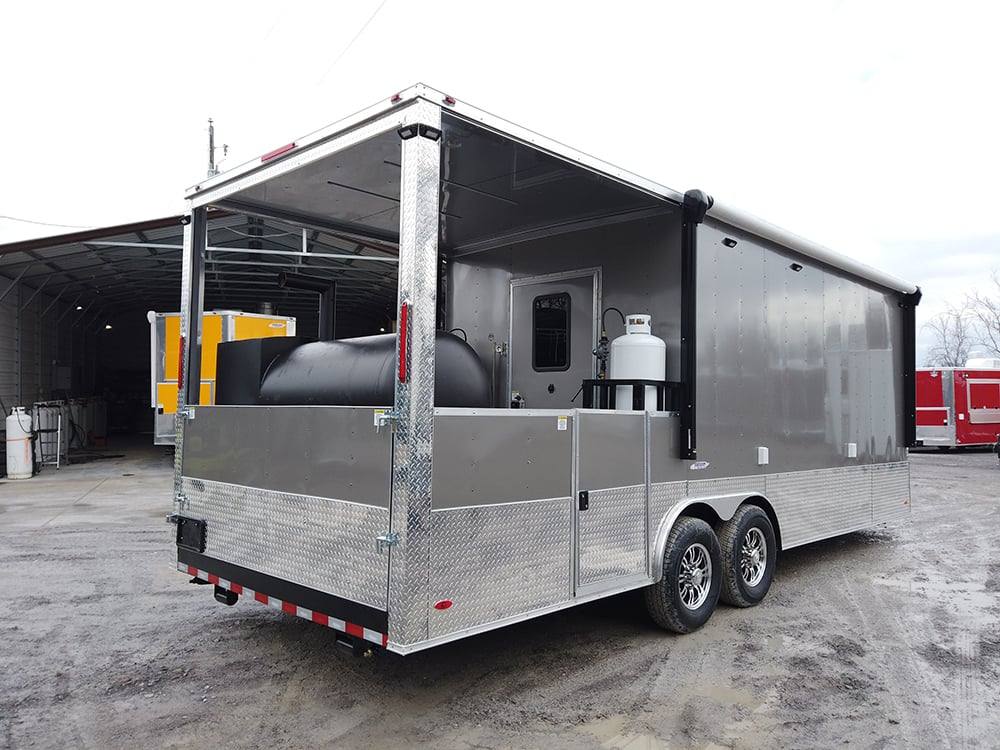 Light Pewter 8.5x24' Double I Beam Porch Style Food Concession Trailer with Appliances