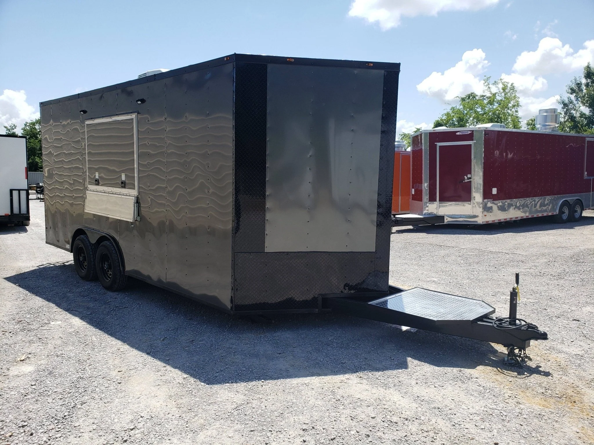 Med Charcoal Grey 8.5' x 18' Food Concession Trailer With Appliances