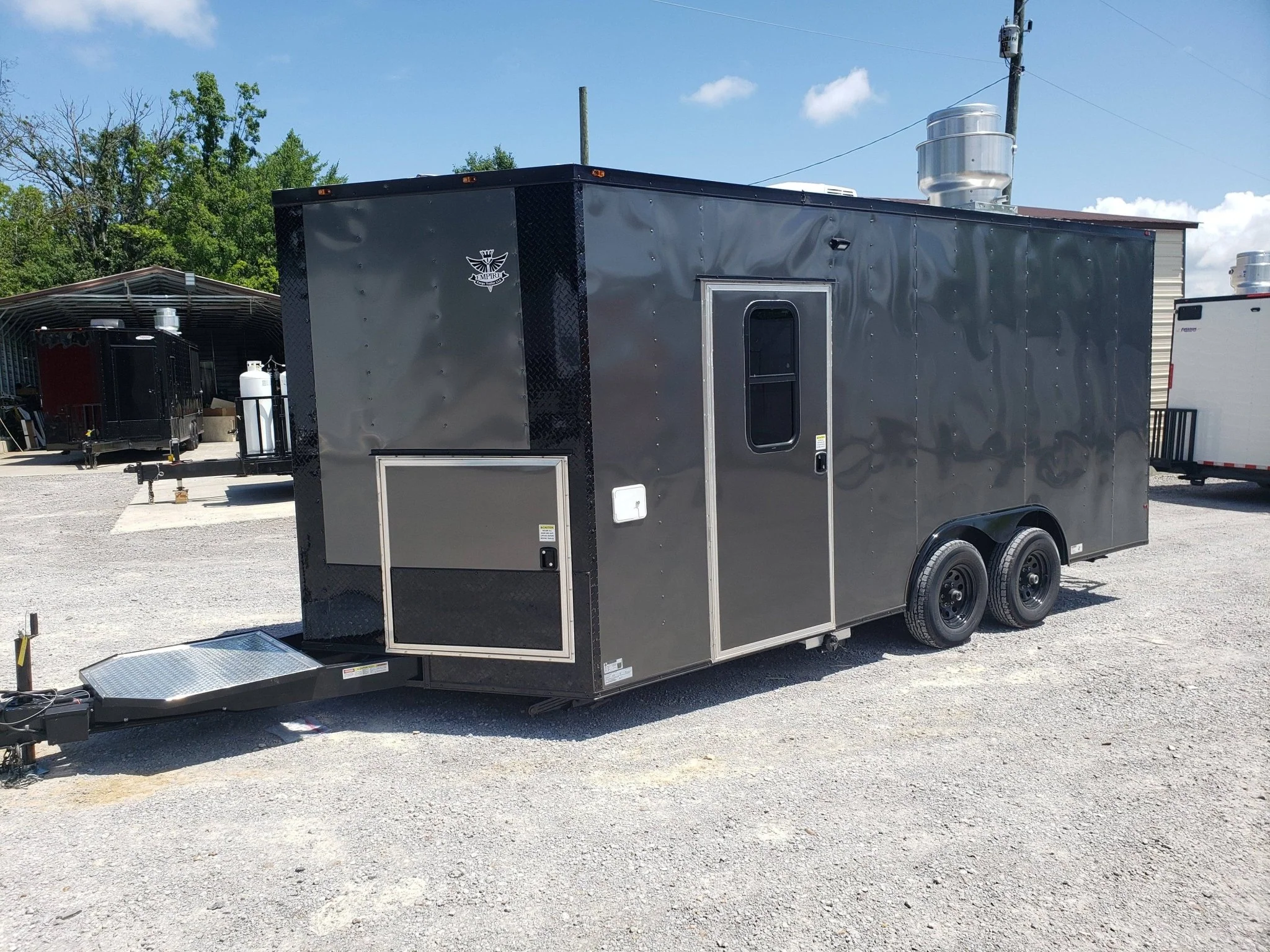 Med Charcoal Grey 8.5' x 18' Food Concession Trailer With Appliances