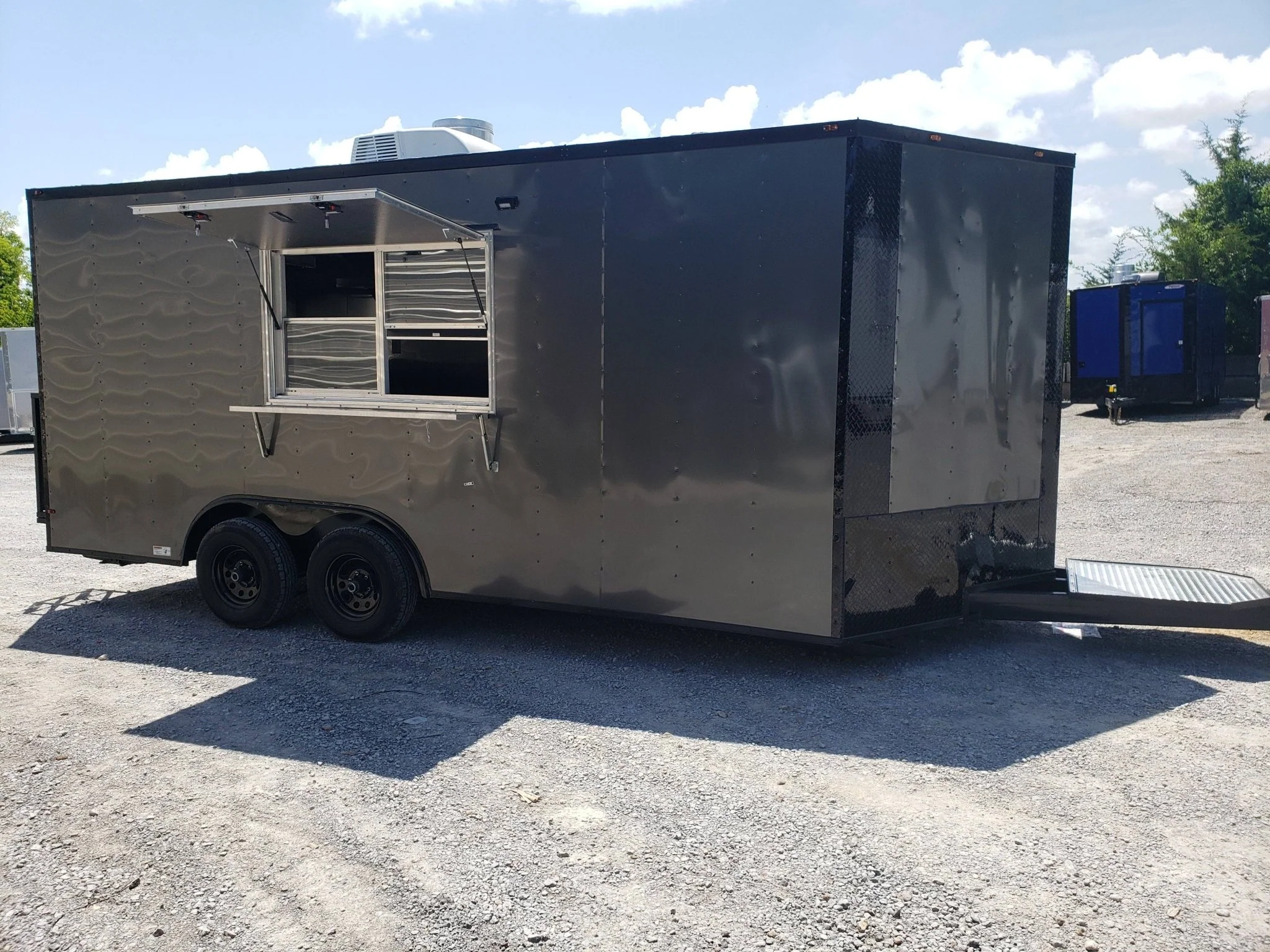 Med Charcoal Grey 8.5' x 18' Food Concession Trailer With Appliances