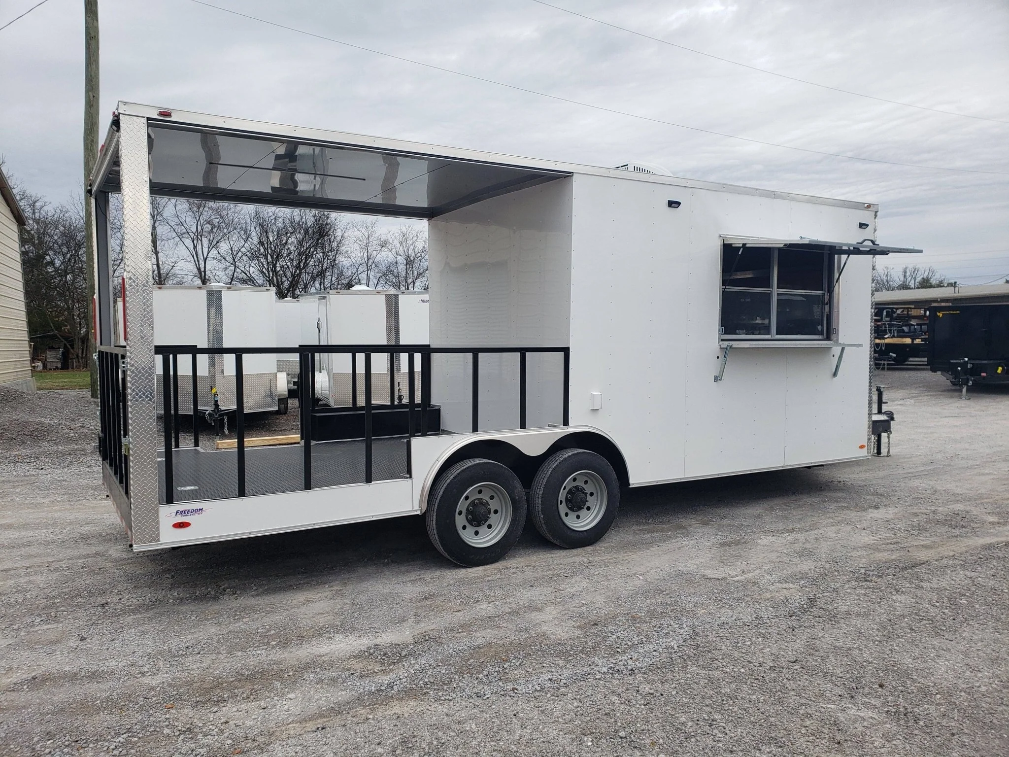 1478-white-8.5-x-22-bbq-porch-concession-food-trailer-1.webp White 8.5' x 22' BBQ Porch Concession Food Trailer