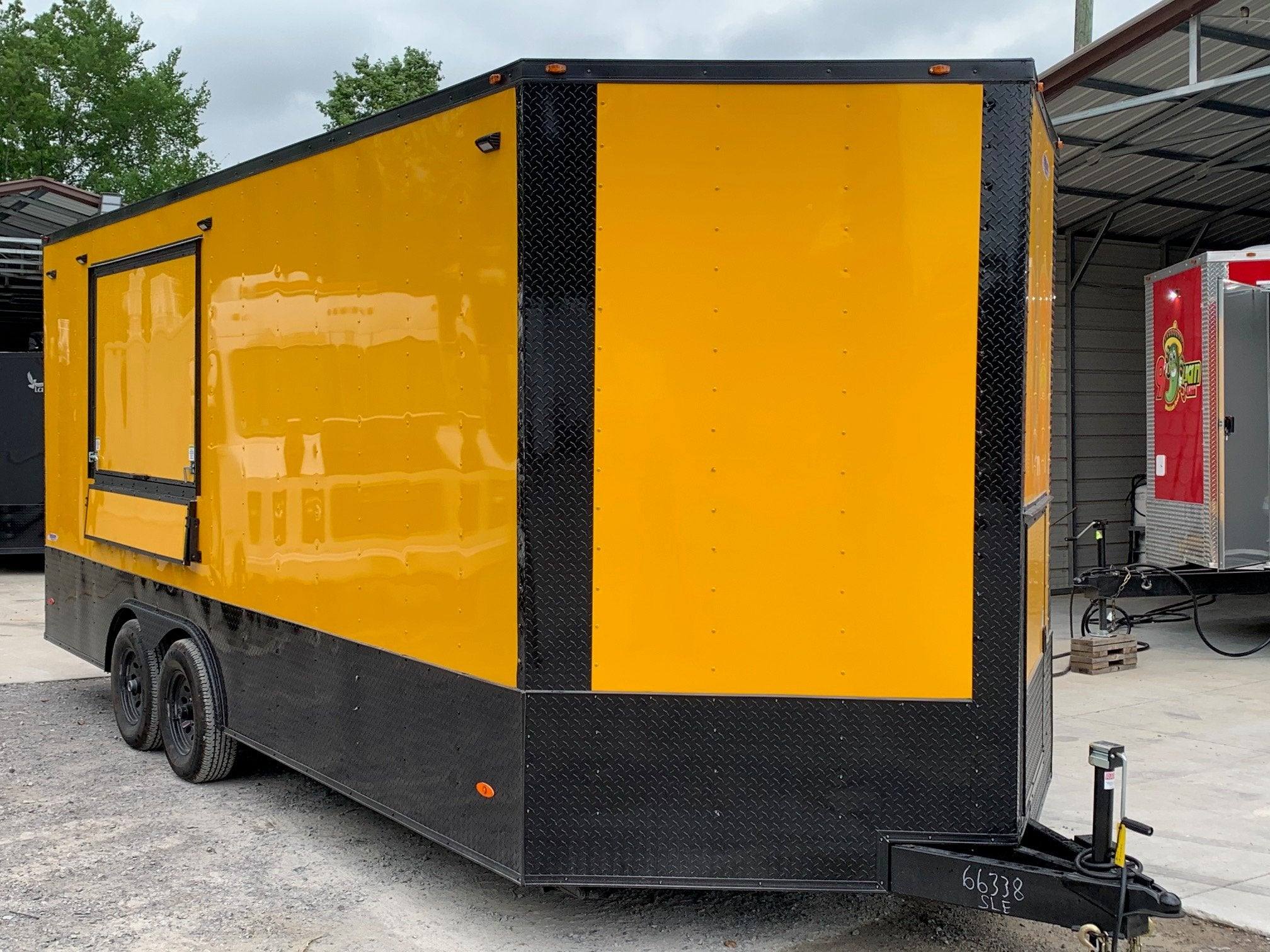 Yellow 8.5 X 20 Vending Concession Food Trailer With Appliances
