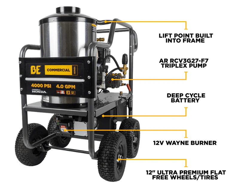 1540-be-hw4013hc-hot-water-gas-pressure-washer-4000-psi-4.0-gpm-honda-gx390-2.webp BE HW4013HC Hot Water Gas Pressure Washer 4000 PSI 4.0 GPM Honda GX390