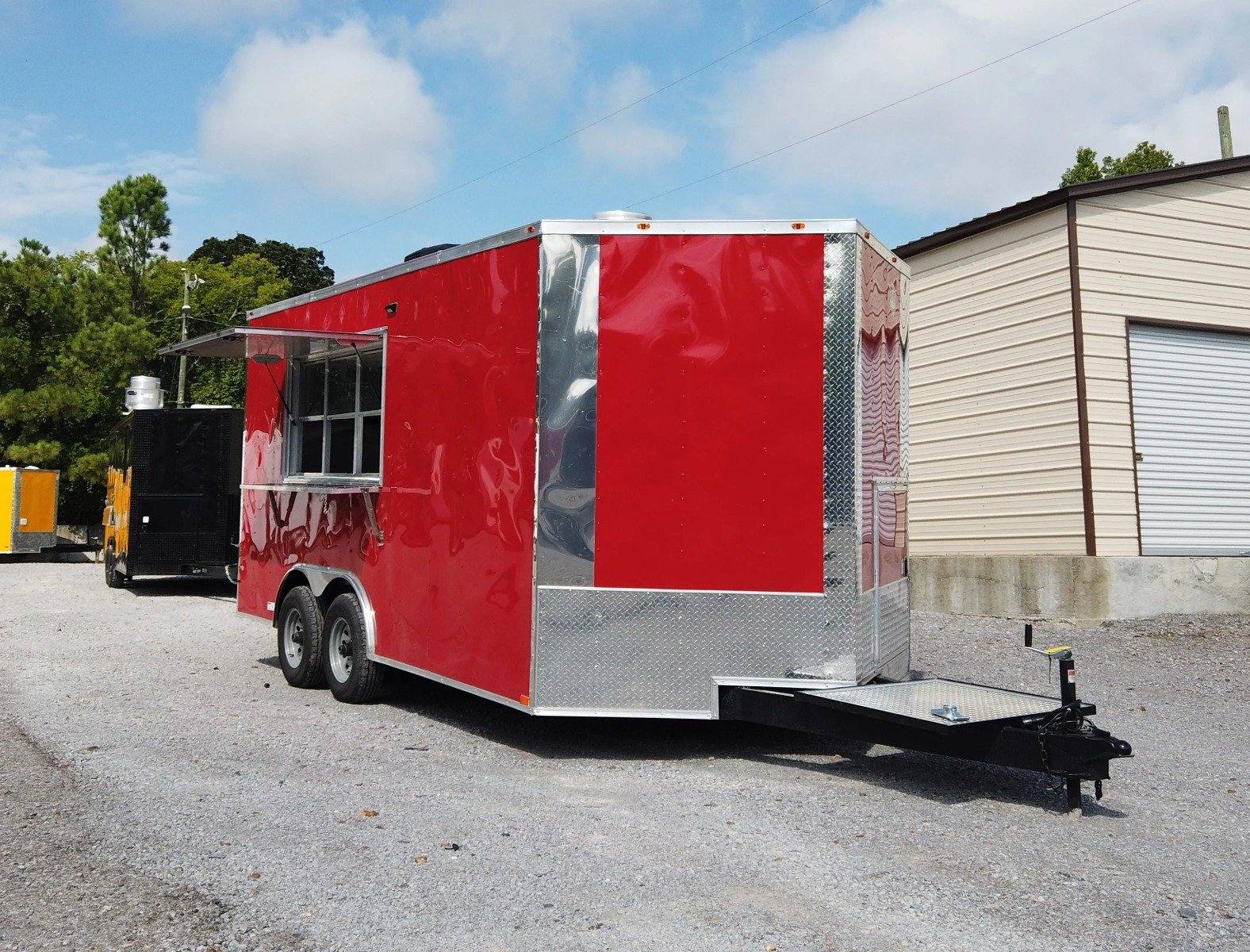 163-8.5-x-16-red-concession-food-event-catering-trailer-1.jpg 8.5' x 16' Red Concession Food Event Catering Trailer