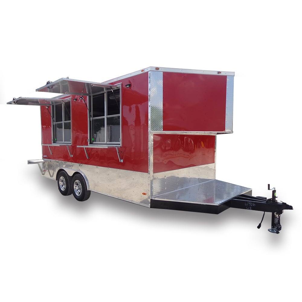 166-8.5-x-16-red-half-v-nose-half-flat-front-concession-food-trailer-1.jpg 8.5' x 16' Red Half V-Nose Half Flat Front Concession Food Trailer