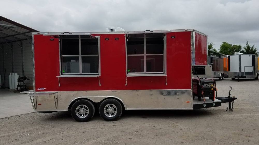 167-8.5-x-16-red-half-v-nose-half-flat-front-food-trailer-with-appliances-2.jpg 8.5' x 16' Red Half V-nose Half Flat Front Food Trailer With Appliances