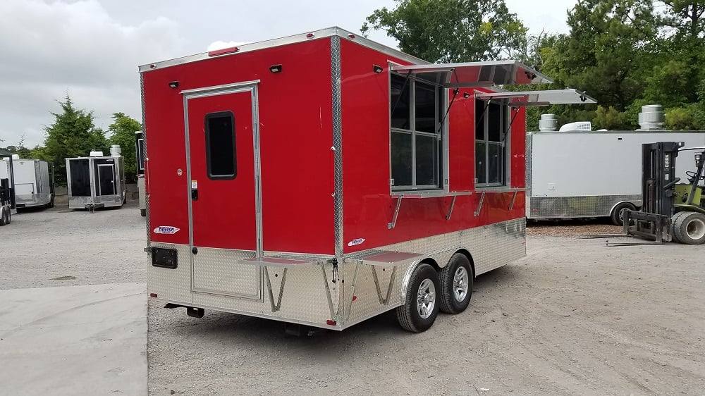 167-8.5-x-16-red-half-v-nose-half-flat-front-food-trailer-with-appliances-4.jpg 8.5' x 16' Red Half V-nose Half Flat Front Food Trailer With Appliances