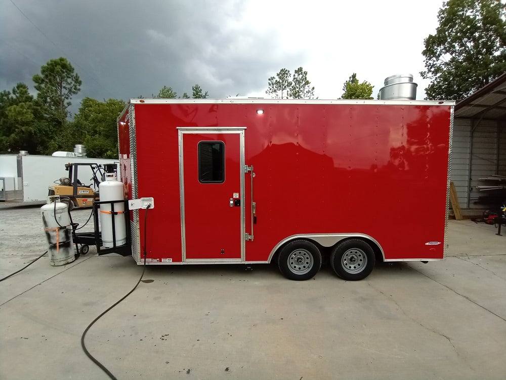 169-8.5-x-16-victory-red-concession-trailer-with-appliances-2.jpg 8.5' x 16' Victory Red Concession Trailer with Appliances