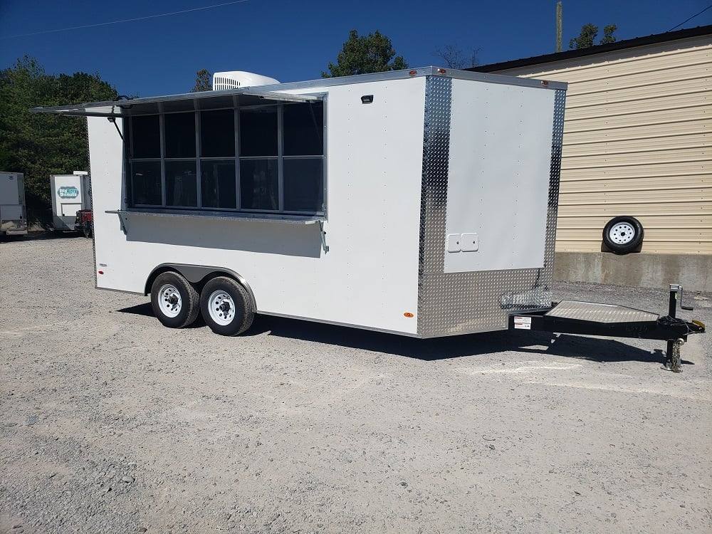 172-8.5-x-16-white-catering-concession-food-trailer-with-appliances-1.jpg 8.5' x 16' White Catering Concession Food Trailer With Appliances