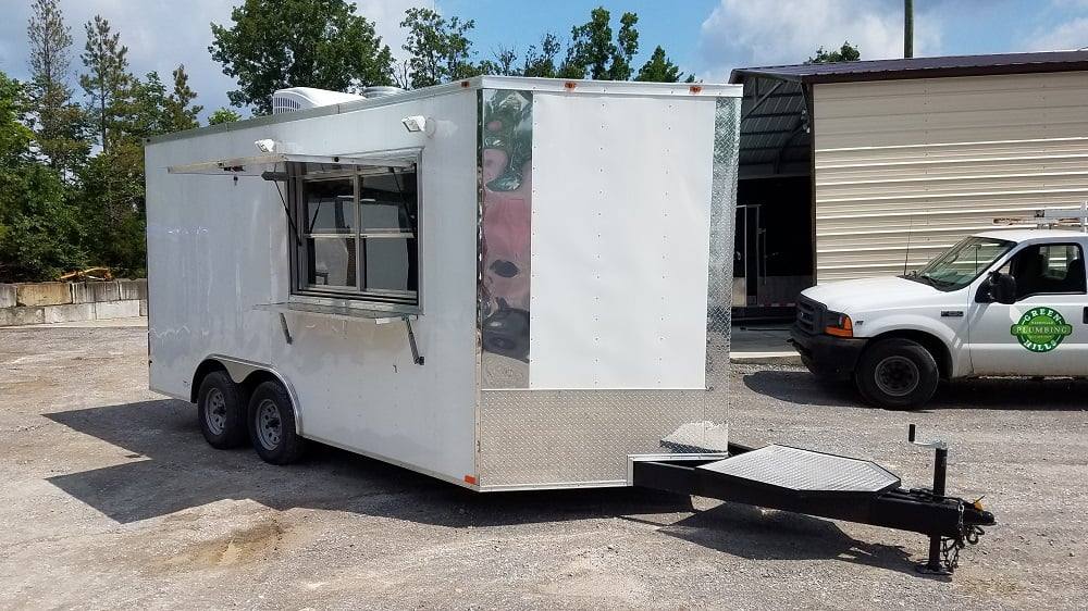 173-8.5-x-16-white-catering-event-concession-food-trailer-with-appliances-5.jpg 8.5' x 16' White Catering Event Concession Food Trailer With Appliances