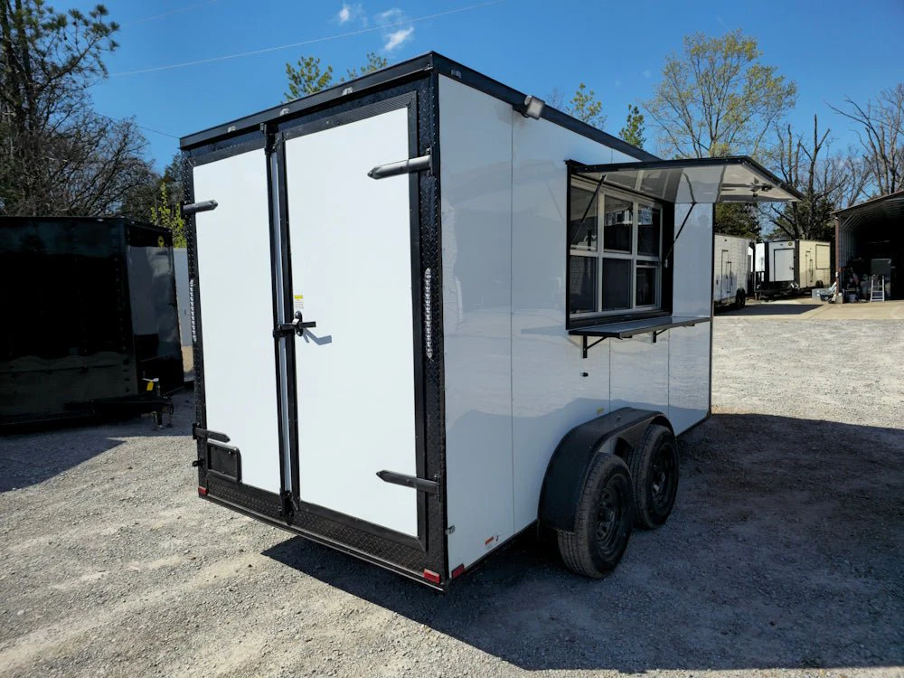7' X 14' White W/ Blackout Concession Trailer Event Catering