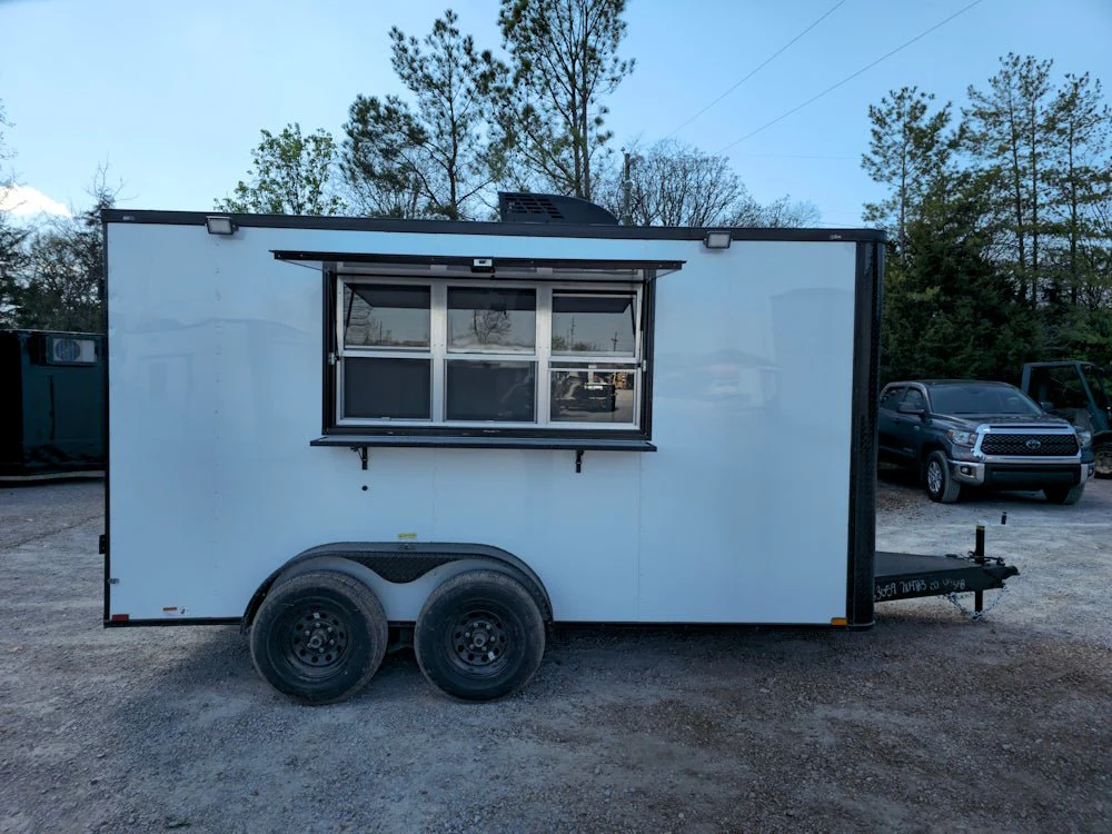 7' X 14' White W/ Blackout Concession Trailer Event Catering