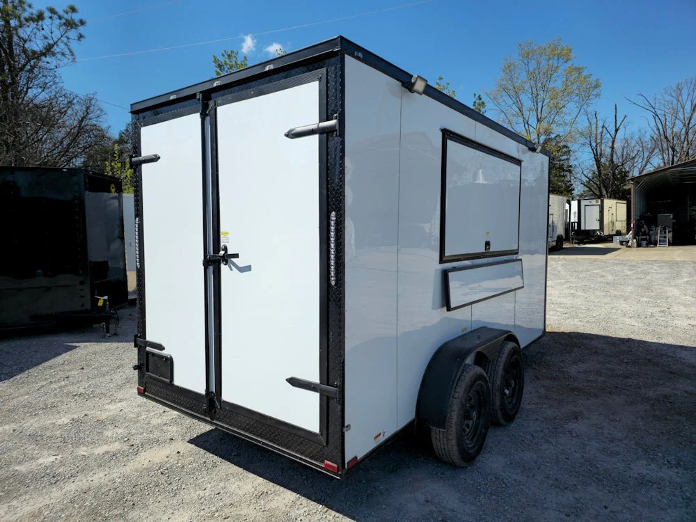 7' X 14' White W/ Blackout Concession Trailer Event Catering
