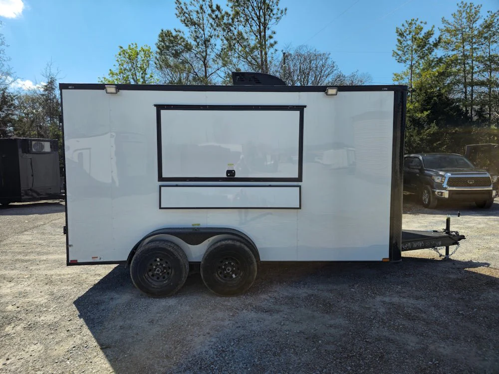 7' X 14' White W/ Blackout Concession Trailer Event Catering