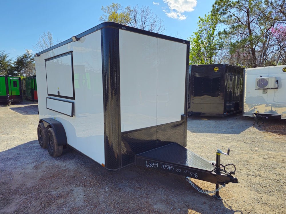 7' X 14' White W/ Blackout Concession Trailer Event Catering